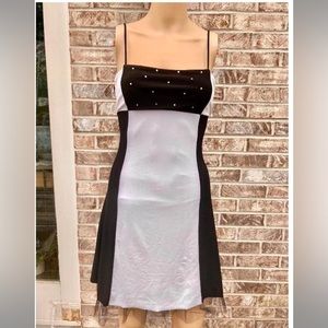 Black & White Y2K Mini Rhinestone Formal Dress